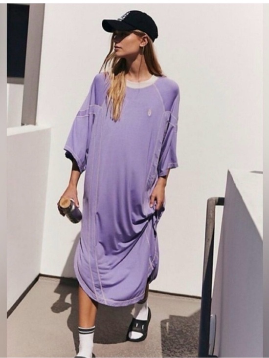 free people movement Dresses & Skirts - FP Movement by Free People Lavender Oversized Midi T-Shirt Dress